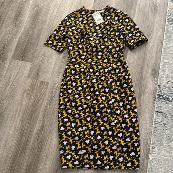 BODEN Louise Textured Midi Dress Tuscan Sun Bloom Stamp Print Size 4R - Picture 4 of 5